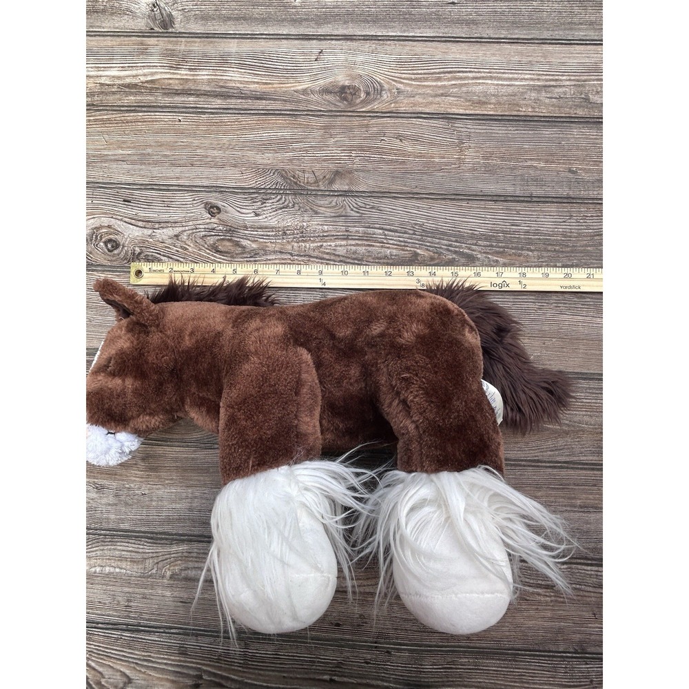 Build A Bear Clydesdale Horse Retired 2018 White Shaggy Hooves BABW Plush Brown - Picture 12 of 12
